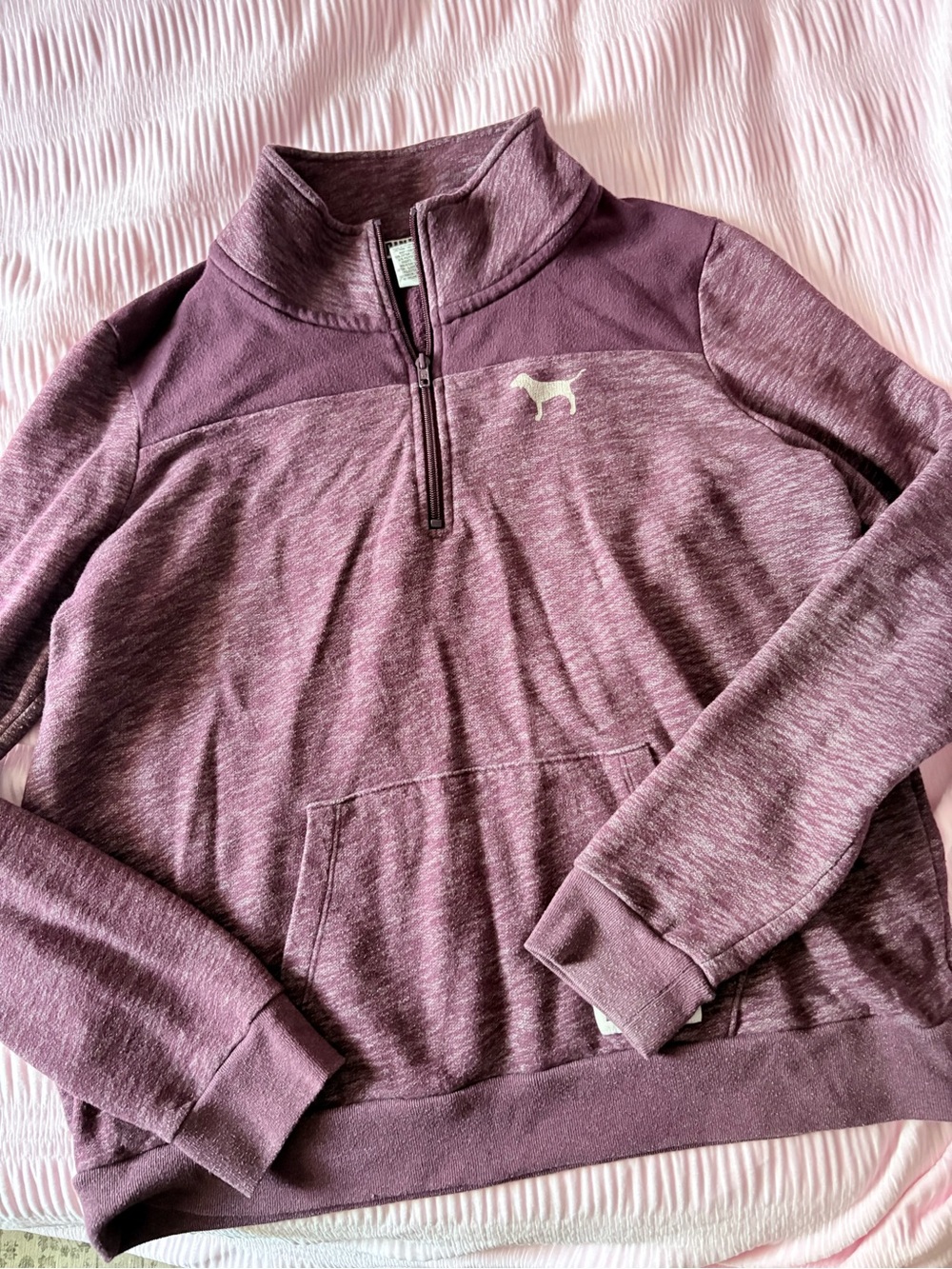 PINK Victoria's Secret Marled Plum Quarter-Zip Pullover for Kids - Picture 4 of 4